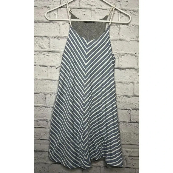 prAna XS sea coast short blue white striped organic cotton halter Sundress. - Picture 1 of 7